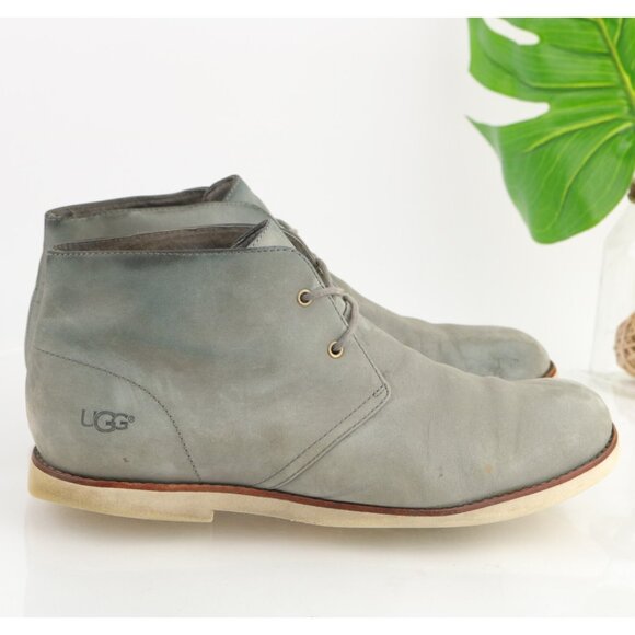 UGG Mens Harren Steifel Chukka Boot Size 12 Gray Suede Lace Up Desert Casual - Picture 1 of 12